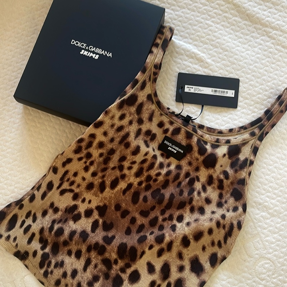 Dolce&GabbanaXSkims ribbed leopard print tank
